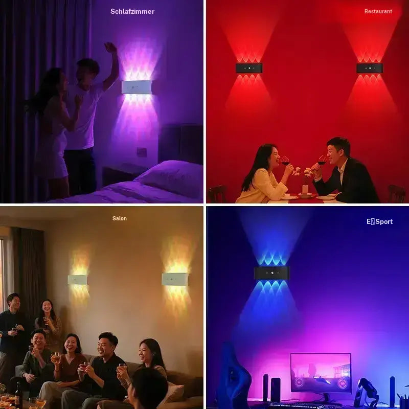 8 Head RGB Sensor Wall Light Wiring Free Rechargeable Wall Light, Adjustable Light Brightness, Hole Free Charging Sensor Light, Aisle Light, Bedroom Light, Battery Wall Light, Door Number Light