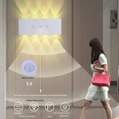 8 Head RGB Sensor Wall Light Wiring Free Rechargeable Wall Light, Adjustable Light Brightness, Hole Free Charging Sensor Light, Aisle Light, Bedroom Light, Battery Wall Light, Door Number Light