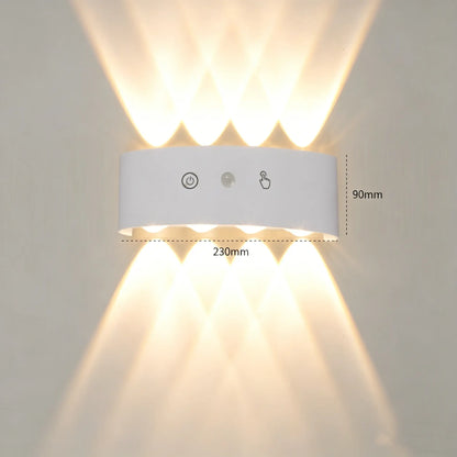 8 Head RGB Sensor Wall Light Wiring Free Rechargeable Wall Light, Adjustable Light Brightness, Hole Free Charging Sensor Light, Aisle Light, Bedroom Light, Battery Wall Light, Door Number Light