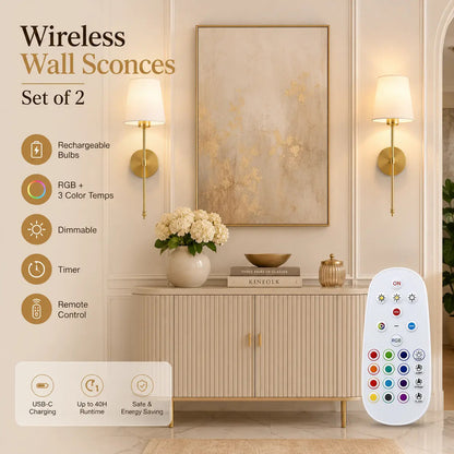 AuraWall™ Wireless Ambient Sconce Set (Pair)
